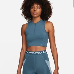 Nike Pro Women’s Dri Fit Cropped Tank Sports Bra New Ash Green Blue Size XXL